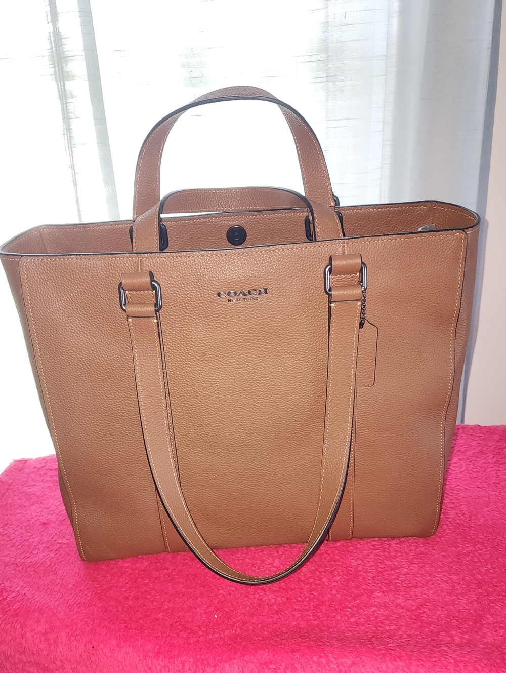Coach " Hudson" Cognac Pebbled Leather Tote